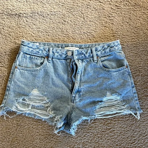 PacSun Denim Distressed Women Shorts - Picture 1 of 2